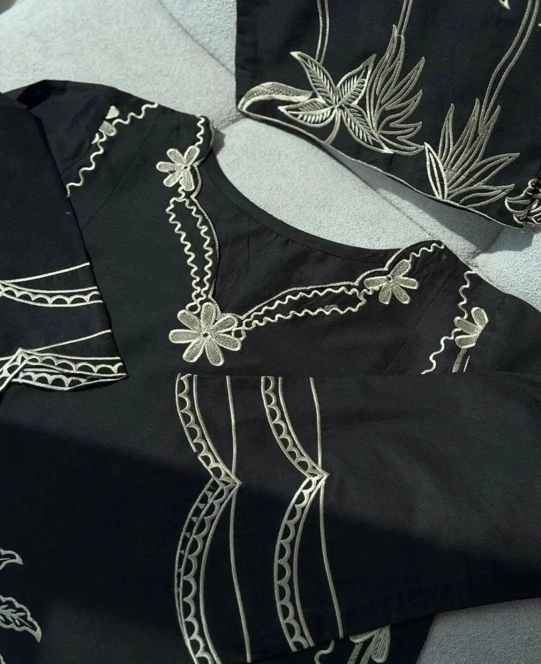 2 Pcs Women's Stitched Cotton Embroidered Shirt And Trouser by velora